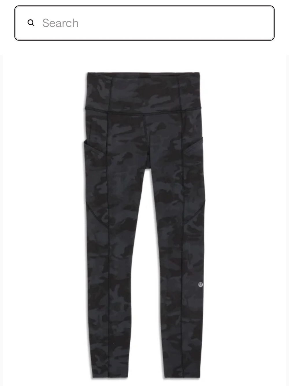 Lululemon Fast and Free Black Camo High-Waist Leggings with Side Pockets